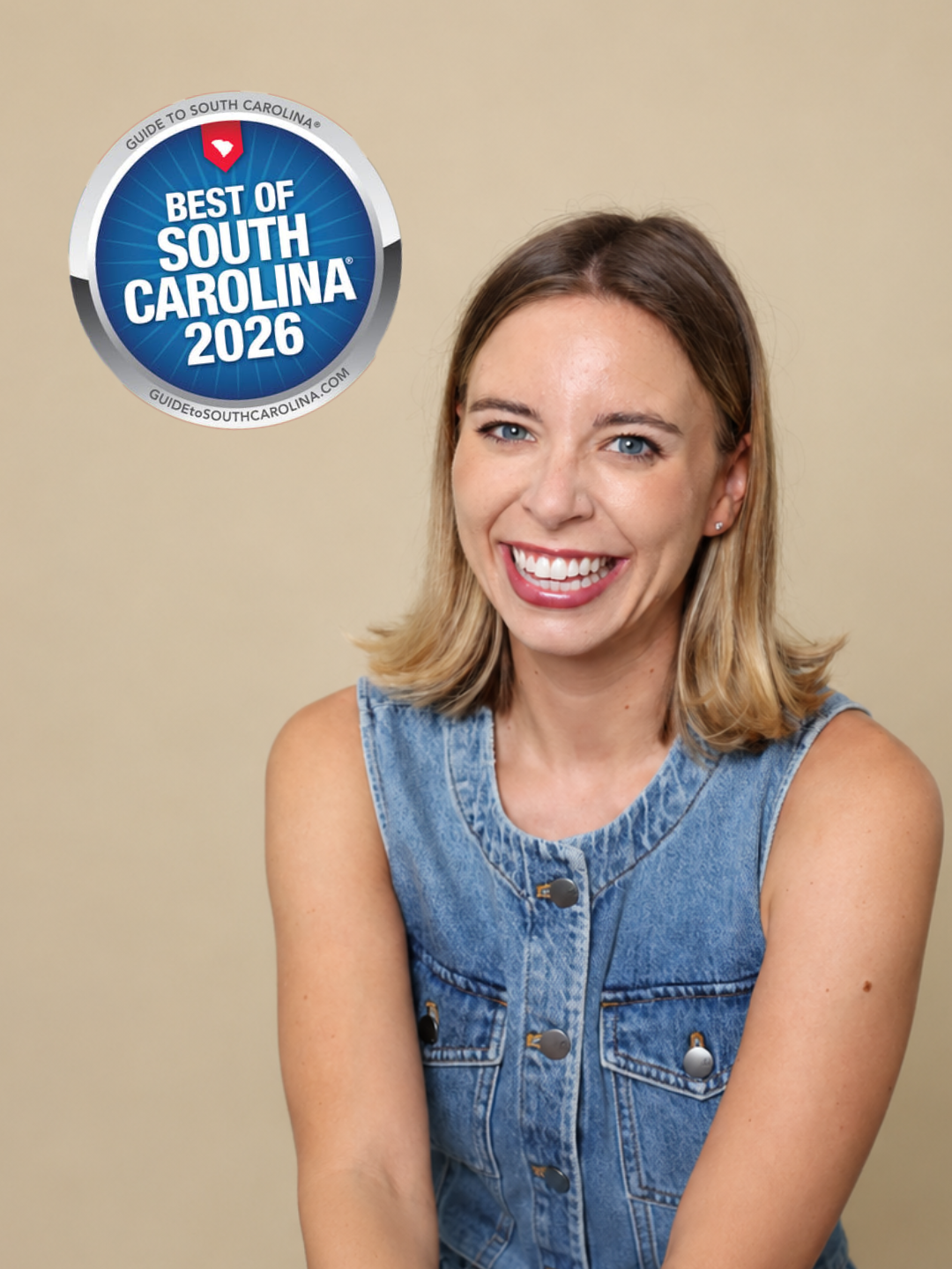 Anne Singer smiling beside the Best of South Carolina 2026 badge
